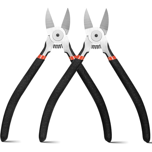 2 Pcs Zip Ties Cutters Electrical Wire Cutter Precision Side Heavy Duty Flush Pliers with Longer Flush Edge Spring loaded for Crafting Cables Wires Zip Ties (5 Inch)