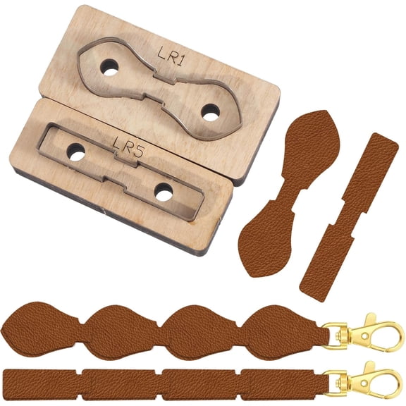 2 Pcs Zipper Head Leather Cutting Die Set Cutting Wooden Base Dies Leather Punch Die Cut Templates for DIY Craft Leather Cloth Handmade BurlyWood