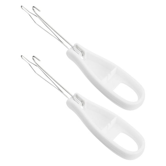 2 Pcs Zipper Puller Hook Simple Button Wire Tools White Steel Acrylic