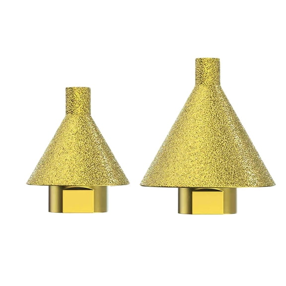 2 Pcs for M14 Thread Emery Chamfer Bits Cone Grinding Wheel for Glass for TILE Stone Countersink Finishing Tool Gold 38mm 50mm Set