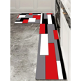 2 Pcs geometric pattern kitchen rug nonslip machine washable flannel