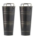 thumbnail image 1 of 2 Pcs intage Metal Galvanized Flower Vase, 9" Tall Galvanized Metal Planter Bucket with Handles, Farmhouse French Bucket for Centerpiece Wedding Decor, Floral Arrangements, Black, 1 of 9