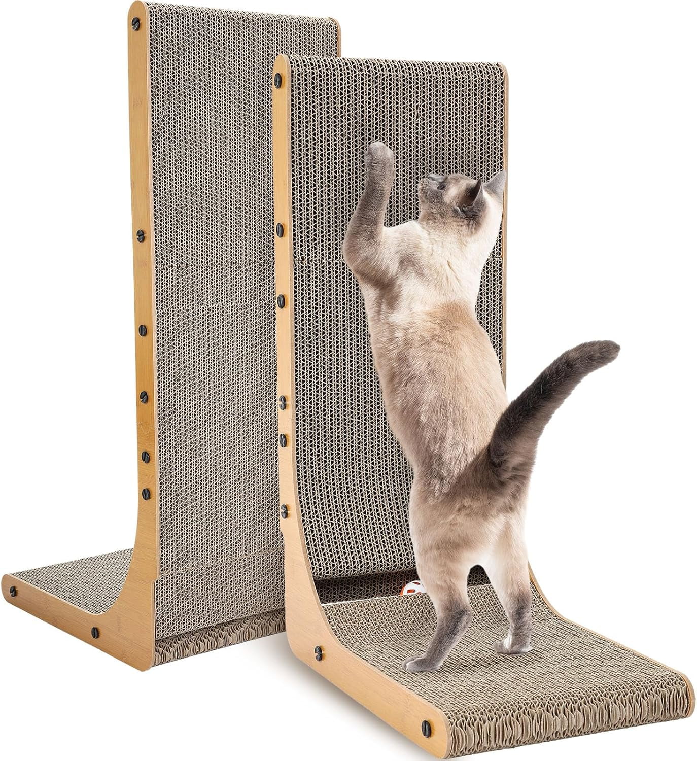 2 Pcs l Shape Cat Scratcher for Indoor Cats, Cardboard Vertical Cat ...