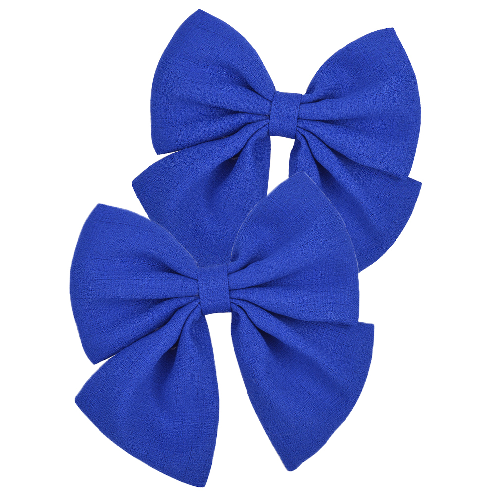 2 Pcs/lot Cute Solid Cotton Hair Bows With Clip For Girls Hair Clips