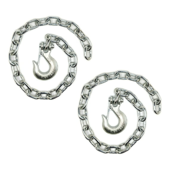 2 Pcs of 5/16"x35" Heavy Duty Trailer Safety Chain with Hook On One End, Class 4 Breaking Strength 11700lbs
