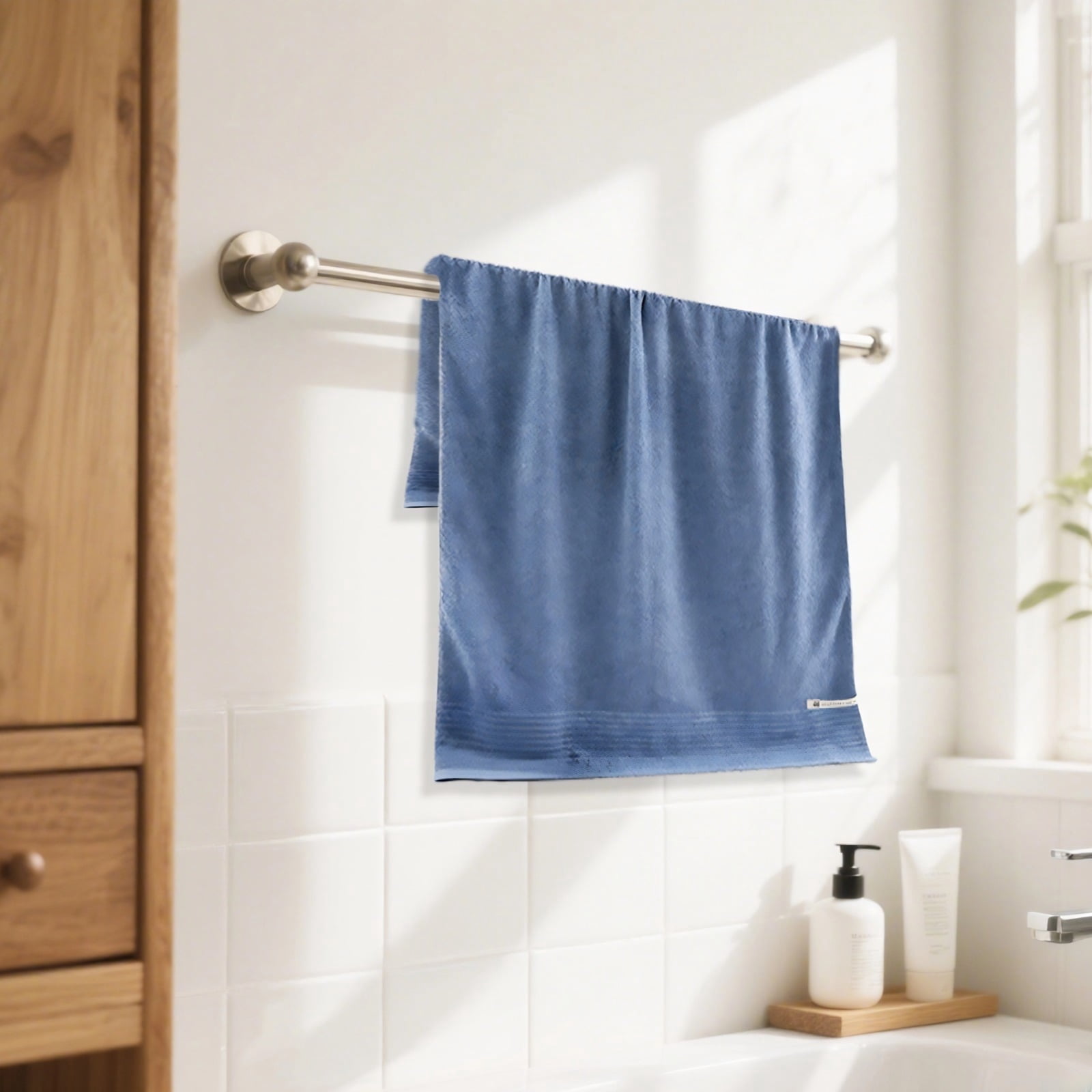 Bath Towels 2 Pcs,Large Ultra Soft & Absorbent Fiber Towels, 27.6x55.1 Inch Lightweight Quick Dry Blue Stripe Design for Home Use