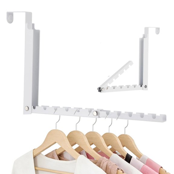 2 Pcs over Door Hooks,over the Door Clothes Hanger with 10 Ridges,Space-Saving over the Door Drying Rack,Door Hooks