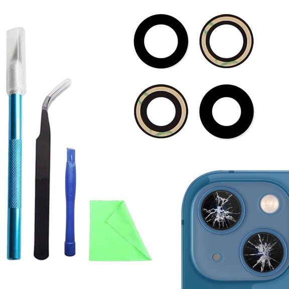 2 Pcs/set 12/12 Mini Rear Camera Lens Replacement for iPhone 12 / iPhone 12 Mini, Anti-Lens Scratch & Waterproof, Back Glass Camera Lens Cover Replacement with Pre-Installed Adhesive + Repair Tool Ki