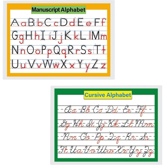 2 Pcs/set 26 Alphabet Cursive Training & Manuscript Chart for Classroom Decora | Classroom Organization learning posers for Kids -A4