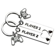2 Pcs/set Matching Couple Keychain Funny Gamers Charm Pendant Kerchain Keyring Gifts for Men Women Family Friends
