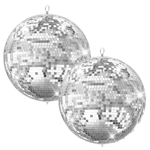 2 Pcs16" Large Disco Ball,Hanging Glass Mirror Ball for 70s 80s Party Decoration,Weddings,Events,DJ Dance Club,Bar,Stage,Home Celebrations