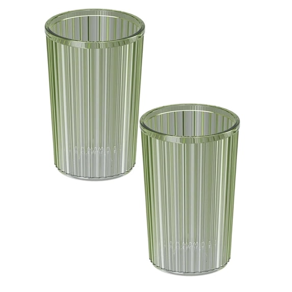 2 PcsSimple Toothbrush Cup, Bathroom Tumbler Reusable Plastic Cup, Countertop Organizer Stand for Storing Toothpaste Toothbrushes Combs Water Beverages, 2.75"x4.33", Green