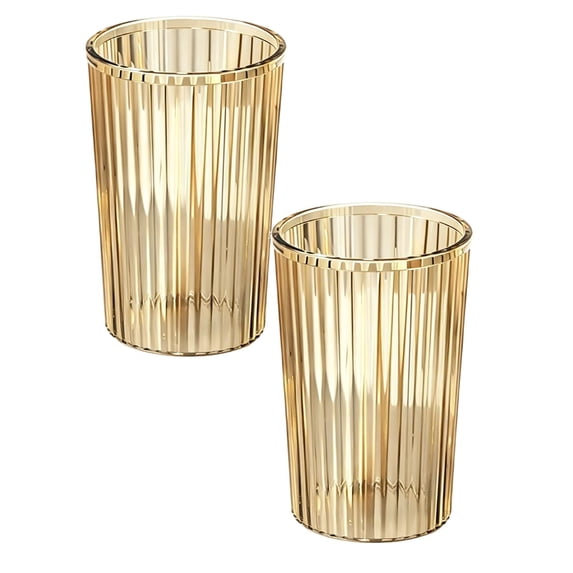 2 PcsSimple Toothbrush Cup, Bathroom Tumbler Reusable Plastic Cup, Countertop Organizer Stand for Storing Toothpaste Toothbrushes Combs Water Beverages, 2.75"x4.33", Brown