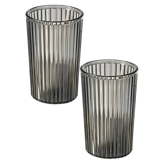 2 PcsSimple Toothbrush Cup, Bathroom Tumbler Reusable Plastic Cup, Countertop Organizer Stand for Storing Toothpaste Toothbrushes Combs Water Beverages, 2.75"x4.33", Black