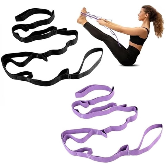 2-Pack 10-Loop Yoga Stretching Strap  Non-Elastic Physical Therapy Band for Home Workout, Pilates And Gymnastics, Unisex