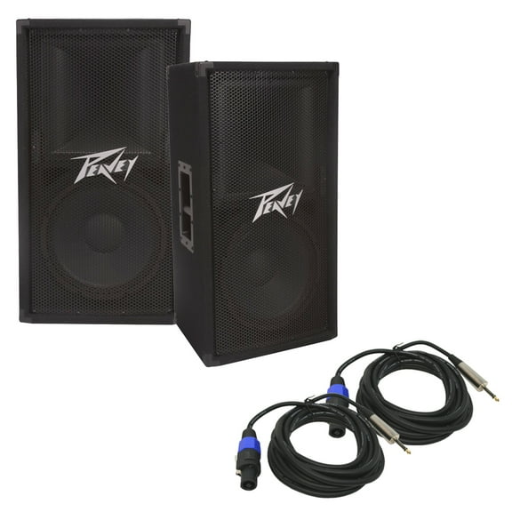 (2) Peavey PV 112 Pro DJ Passive 12" 2-Way 800W Speaker & 1/4" to Speakon Cables