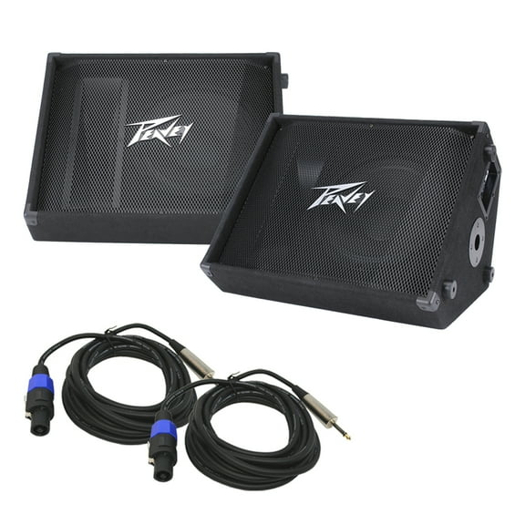 (2) Peavey PV 12M Pro Passive 12" Stage Monitor Speaker & 1/4" to Speakon Cables