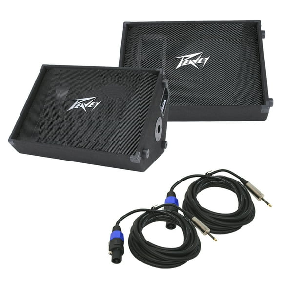 (2) Peavey PV 15M Pro Passive 15" Stage Monitor Speaker & 1/4" to Speakon Cables