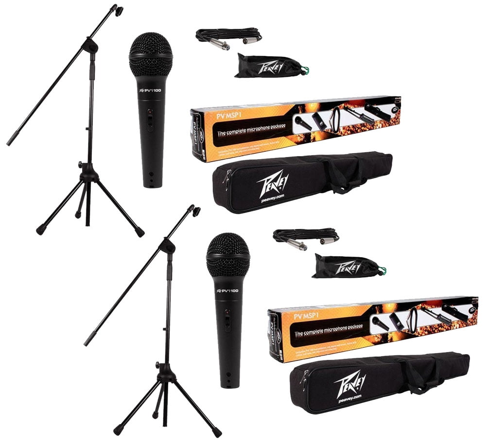 (2) Peavey Pv-Msp1 Complete Microphone, Stand, Bag & Xlr Cable Stage Package New