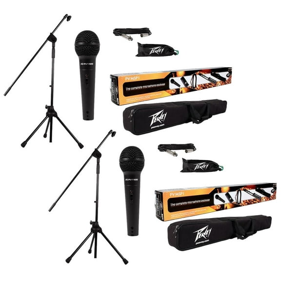 (2) Peavey Pv-Msp1 Complete Microphone, Stand, Bag & Xlr Cable Stage Package New