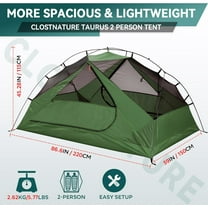 2 Person Backpacking Tent - Lightweight Two Person Tent for Backpacking, Easy Set Up Waterproof Camping Tent for Adults, Kids, Scouts, Large Size Outdoor, Hiking Gear