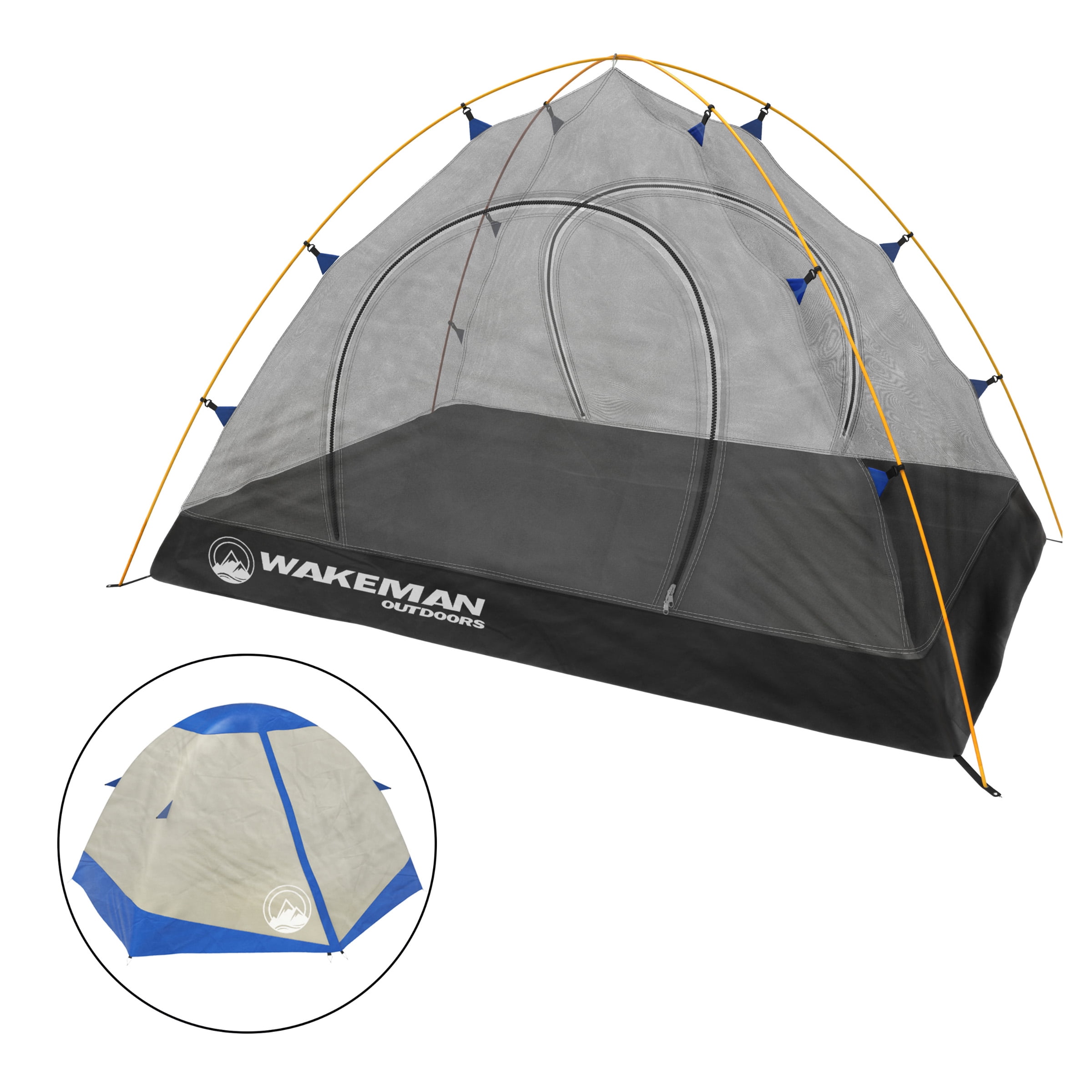 2-Person Backpacking Tent- Waterproof Floor ＆ Rain Fly, Taped Seams ＆ Carry  Bag- Lightweight for Backcountry Camping ＆ Hiking by Wakeman Outdoors テント