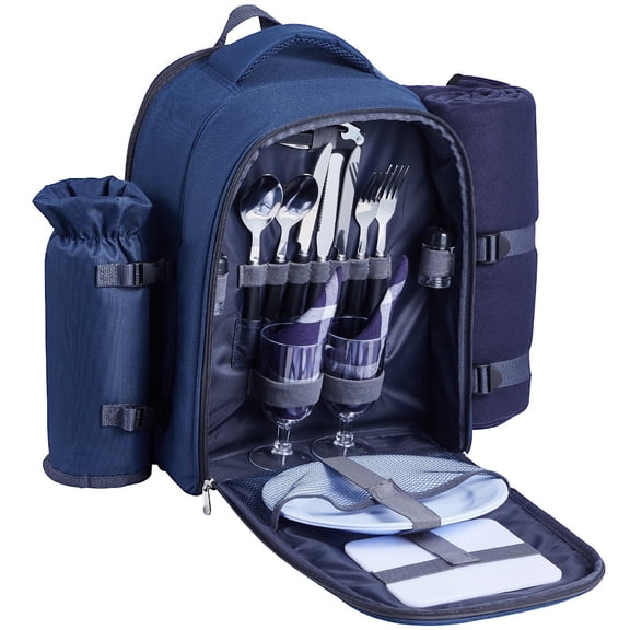 Portable Cooler Backpack for Beach & Picnics 2-Person Navy Blue Insulated Carry Bag