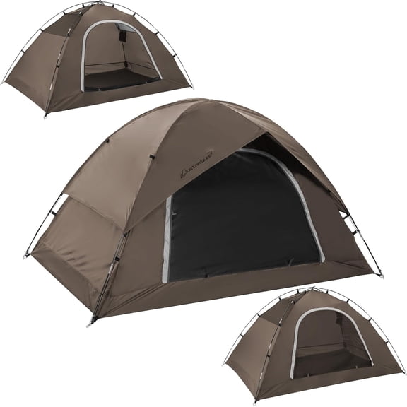 2-Person Brown Waterproof Camping Tent  Easy Setup Dome, All-Weather Backpacking Tent