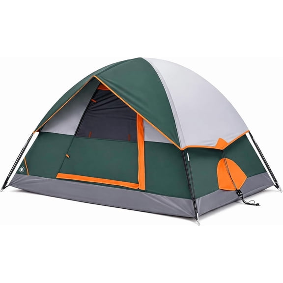 2 Person Cabin Tent with Mesh Doors and Windows Quick Setup Waterproof Sturdy Poles