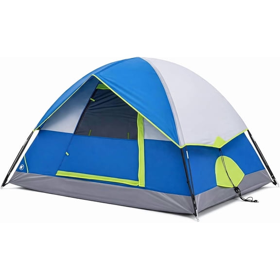 2 Person Cabin Tent with Mesh Doors and Windows, Quick Setup, Waterproof, Sturdy Poles