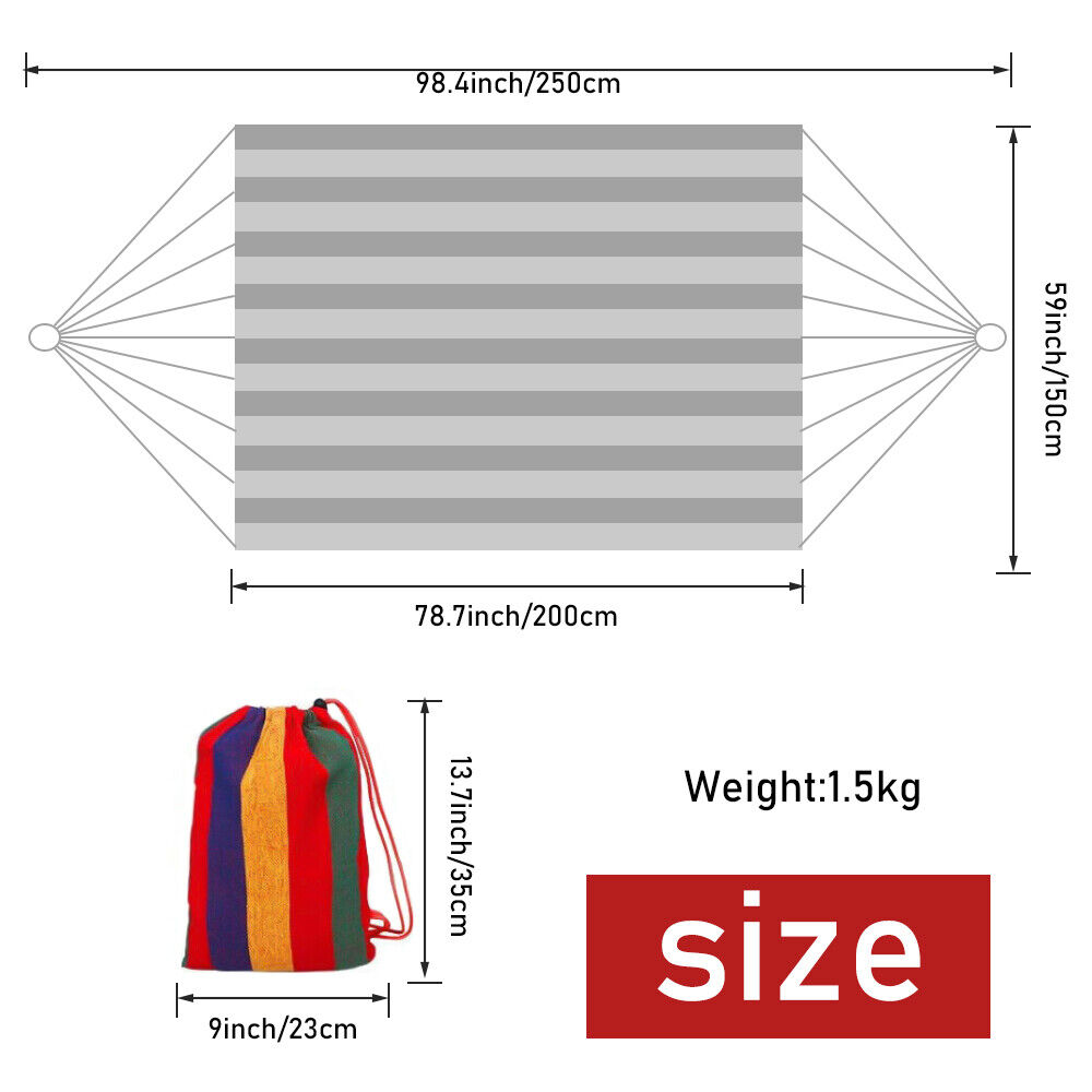 2 Person Camping Hammock Chair Bed Outdoor Hanging Swing Sleeping