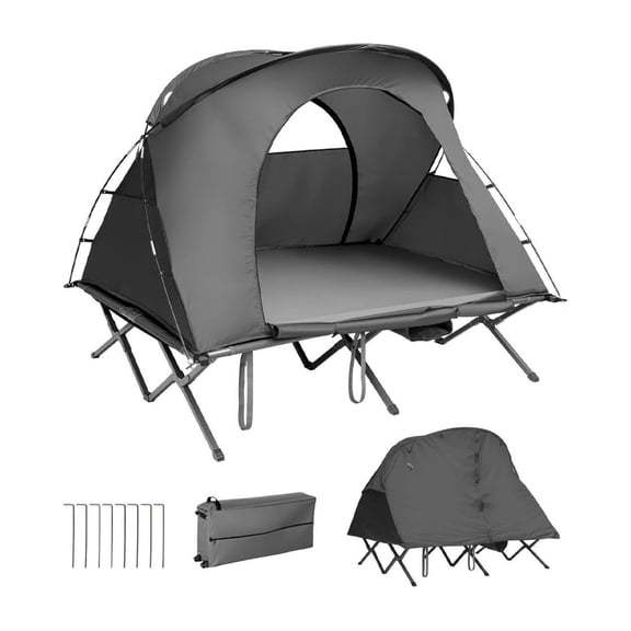 2-Person Camping Tent Cot Set, Outdoor Camping Bed with Self-Inflating Mattress