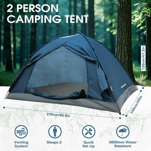 2 Person Camping Tent - Lightweight Backpacking Tent, Waterproof Windproof Easy Setup Hiking Tent for Outdoor Family Camping Hunting Mountaineering Travel