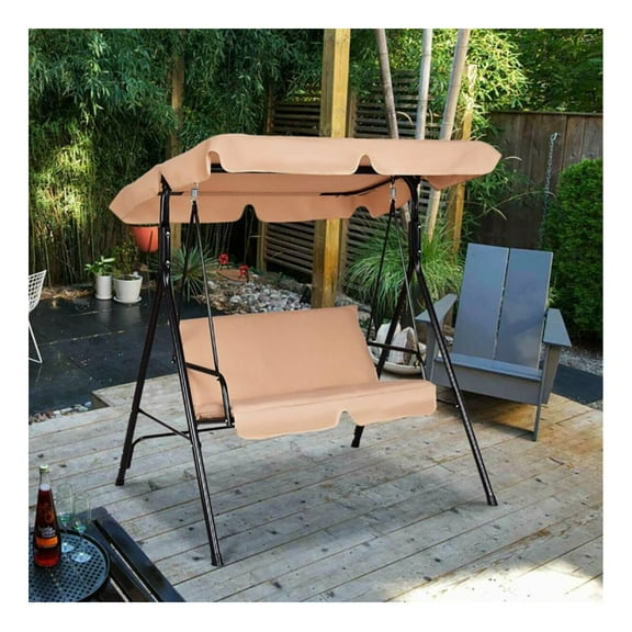 2 Person Canopy Swing, Outdoor Loveseat Swing Chair for Porch, Garden, Backyard - Weather Resistant Steel Frame, Adjustable Canopy, Cushions & Oxford Cloth - 390lbs Capacity