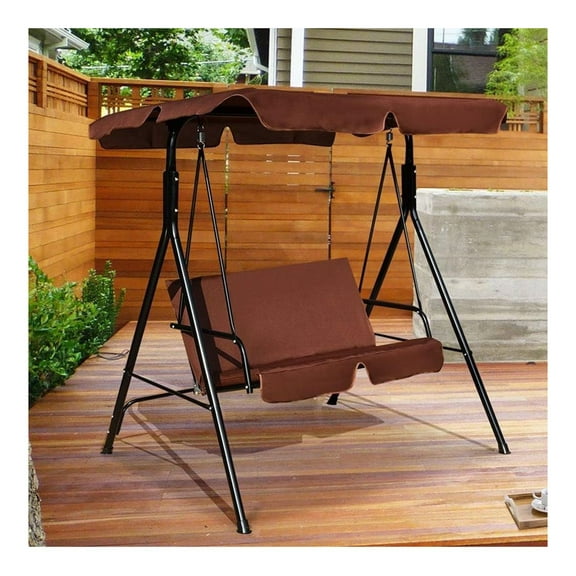 2 Person Canopy Swing, Outdoor Loveseat Swing Chair for Porch, Garden, Backyard - Weather Resistant, Adjustable Canopy, 390lbs Capacity