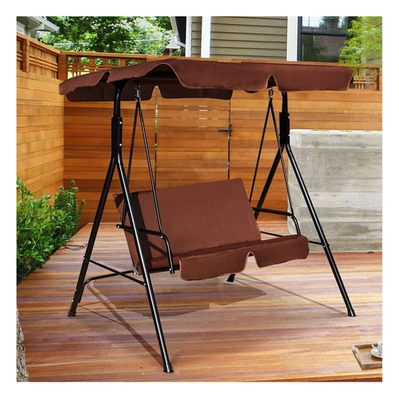 2-Person Canopy Swing, Outdoor Loveseat Swing Chair for Porch, Garden, Backyard - Weather Resistant, Adjustable Canopy, 390lbs Capacity