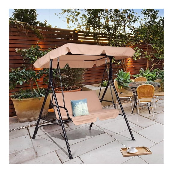 2 Person Canopy Swing, Outdoor Loveseat Swing Chair for Porch, Garden, Backyard - Weather Resistant, Adjustable Canopy, 390lbs Capacity