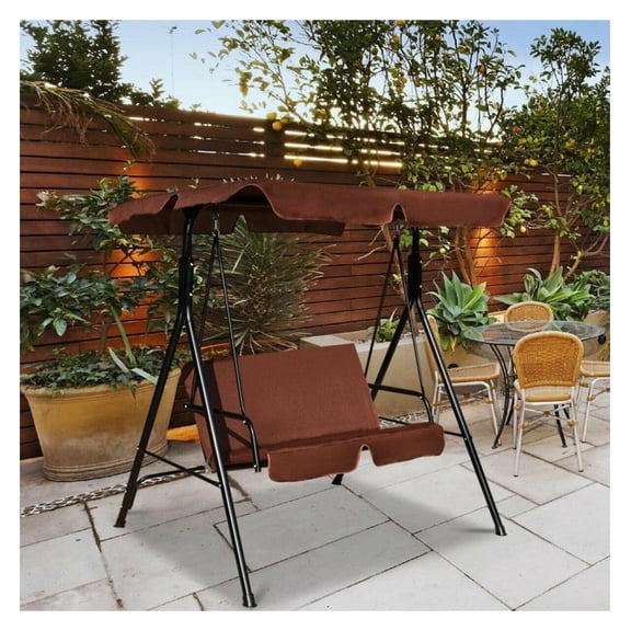 2 Person Canopy Swing, Outdoor Loveseat Swing Chair for Porch, Garden, Backyard - Weather Resistant, Adjustable Canopy, Cushioned Seats