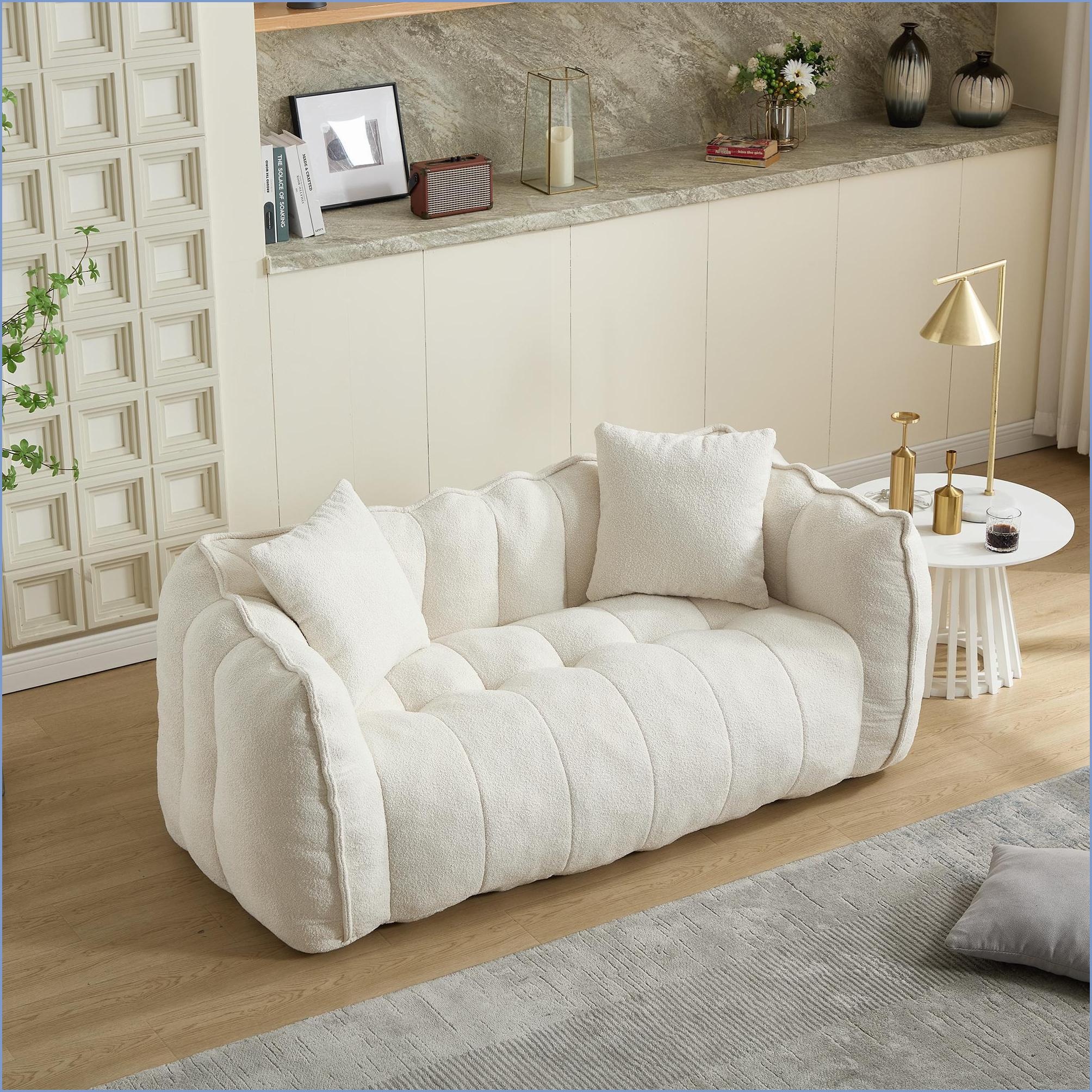 2-Person Chenille Bean Bag Chair: Soft High-Resilience Foam for Adults, Ideal for Gaming/Reading/TV | Chenille | Square