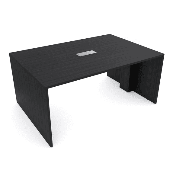 2 Person Collaboration Table | Extra Wide Face-To-Face Desk | 4x5 All Laminate Teaming Table With Power And Data| Asian Night And Silver