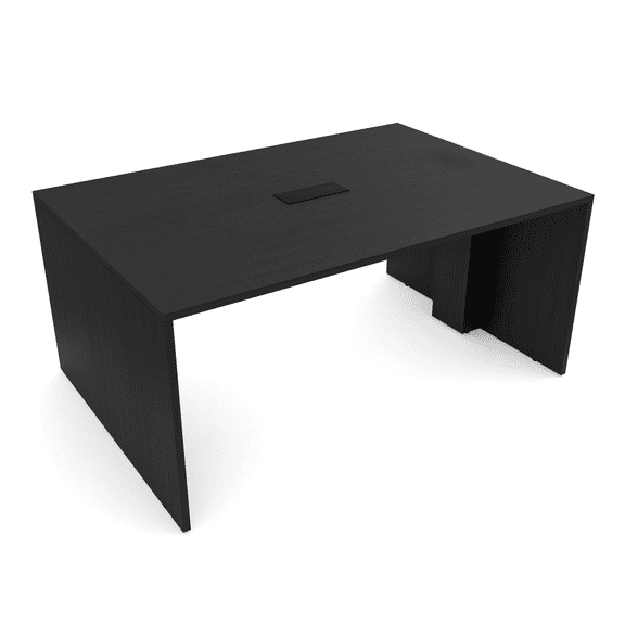 2 Person Collaboration Table | Extra Wide Face-To-Face Desk | 4x5 All Laminate Teaming Table With Power And Data | Black Cypress And Black
