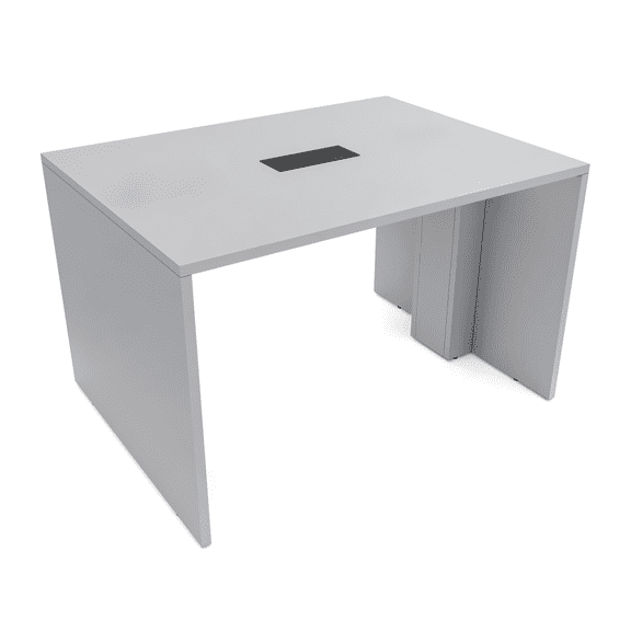 2 Person Collaboration Table | Small Face-To-Face Desk | 3x4 All Laminate Teaming Table With Power And Data | Fog Gray And Black
