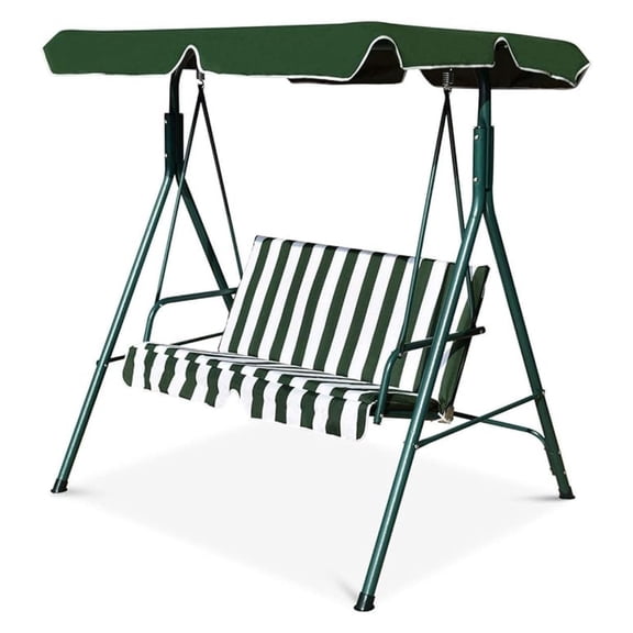 2-Person Convertible Canopy Chair, Hammock with Comfortable Cushion Seats, Weather Resistant Power Coated Steel Frame