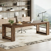 2 Person Desk , 86.6 Inches Extra Long Desk,Brown