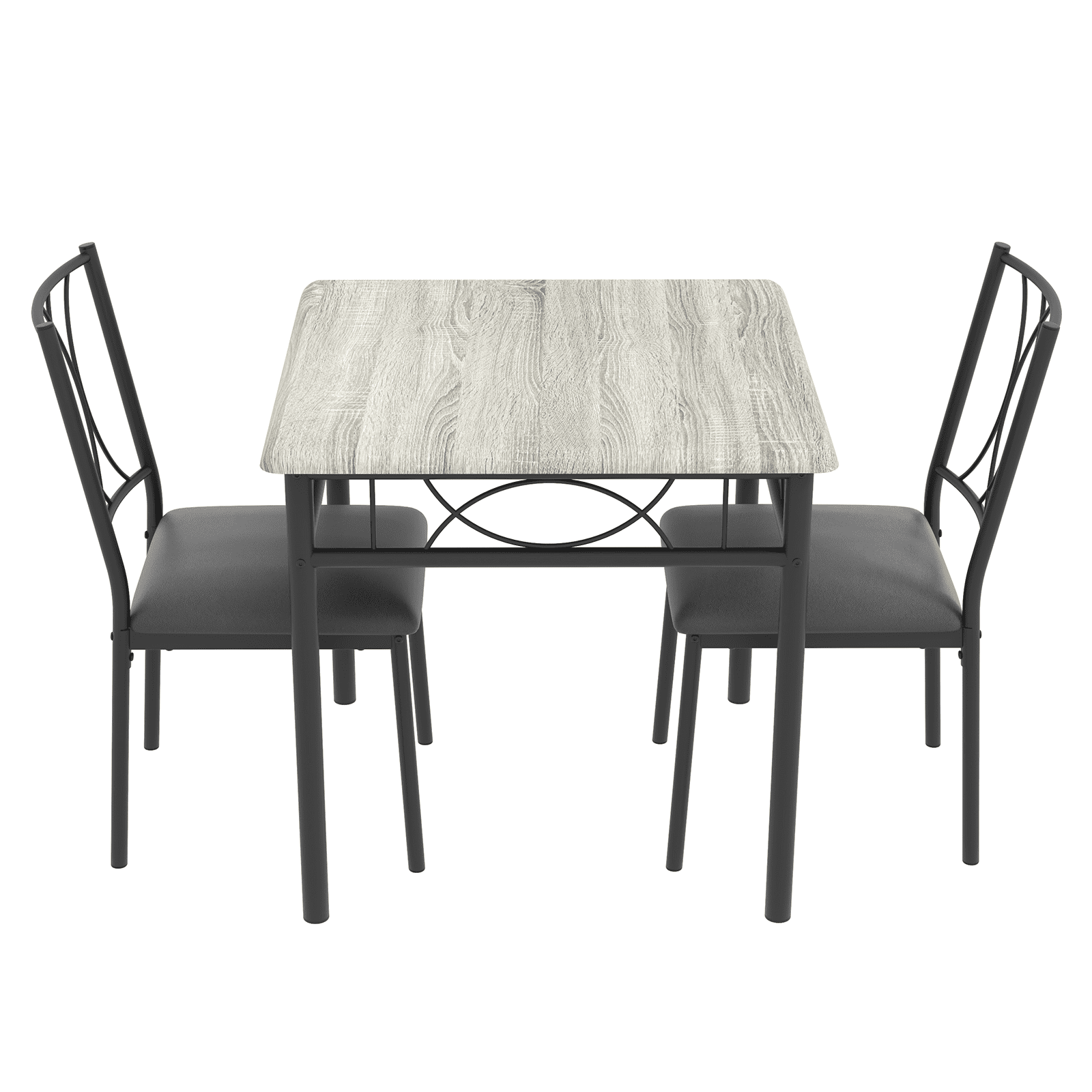 2-Person Dining Table Set with Chairs for Small Spaces, Grey Square ...