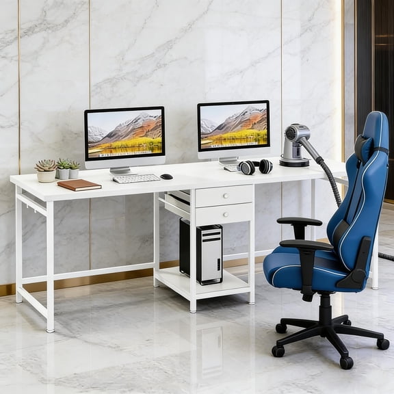 2-Person Dual Workstation Desk, Perfect as Computer Desk or Office Desk for Home Office or Collaborative Use