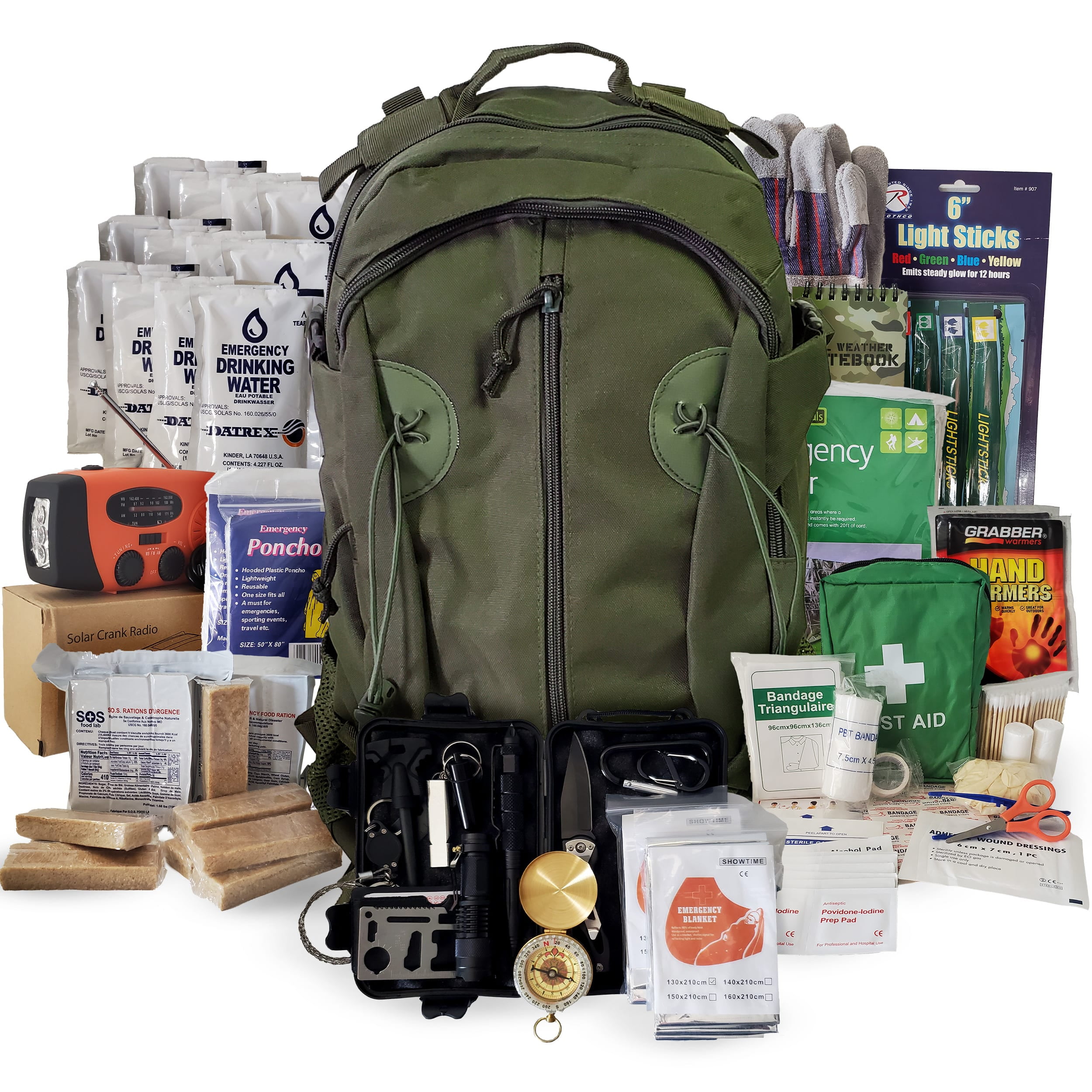 2 Person Emergency Kit Survival Backpack for 72 Hours for Natural Disasters Hurricanes Emergency or Bug Out Situations Olive Drab Walmart Business Supplies