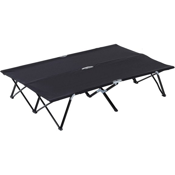2 Person Folding Camping Cot for Adults, 50" Extra Wide Portable Sleeping Cot with Carry Bag, 300 lbs Capacity Elevated Camping Bed for Outdoor, Beach, Hiking, Black