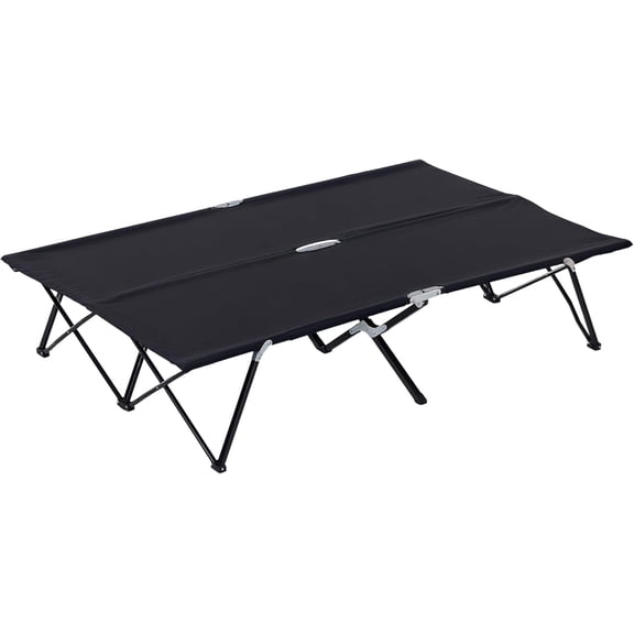 2 Person Folding Camping Cot for Adults, 50" Extra Wide Outdoor Portable Sleeping with Carry Bag, Elevated Bed, Beach Hiking, Black