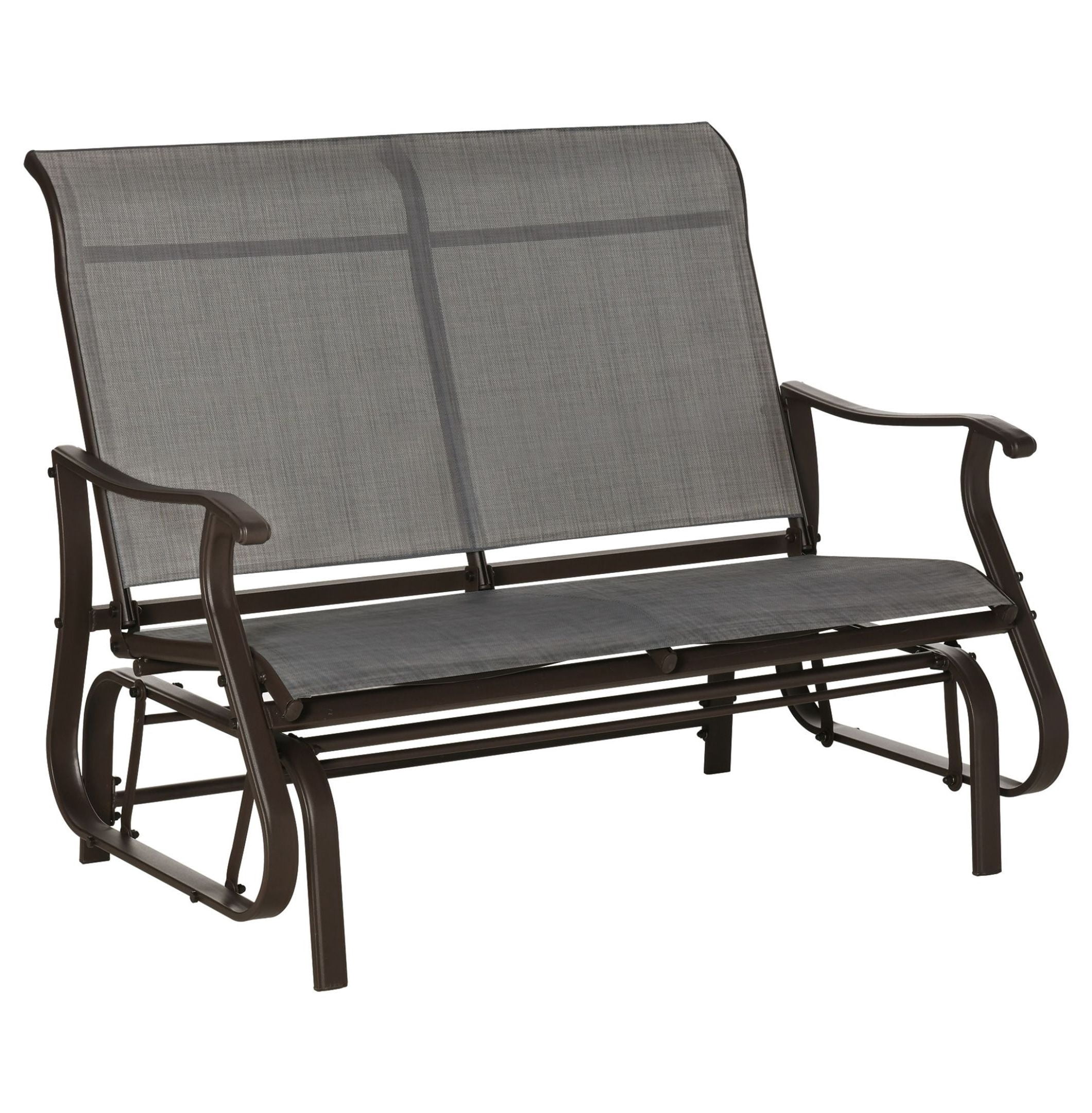 2 Person Rocker 2-Person Glider Bench, Outdoor Rocking Chair with Mesh, Mixed Grey ...